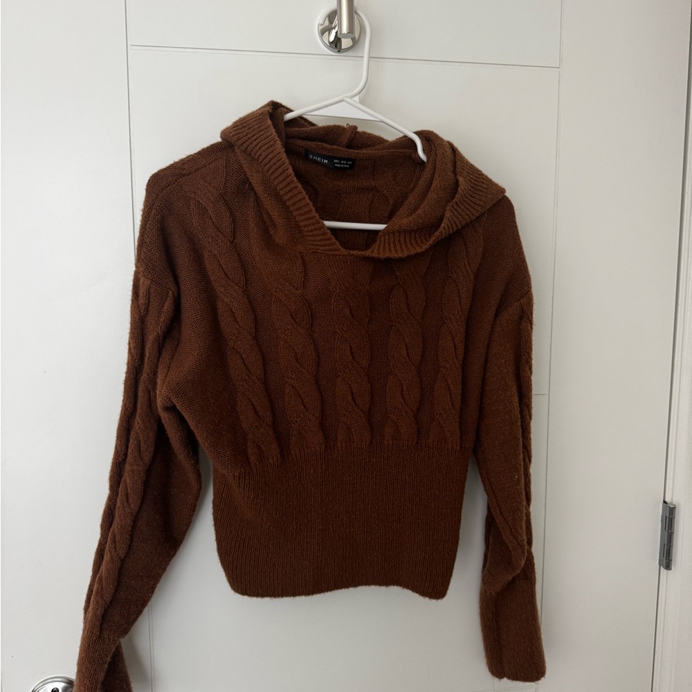 Brown Cable Knit Sweater